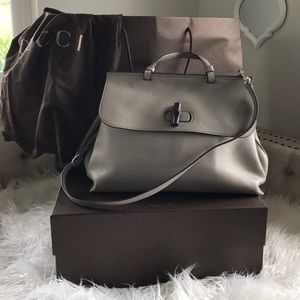 Gucci Handbag Large Daily Tote Bamboo Dove Gray
